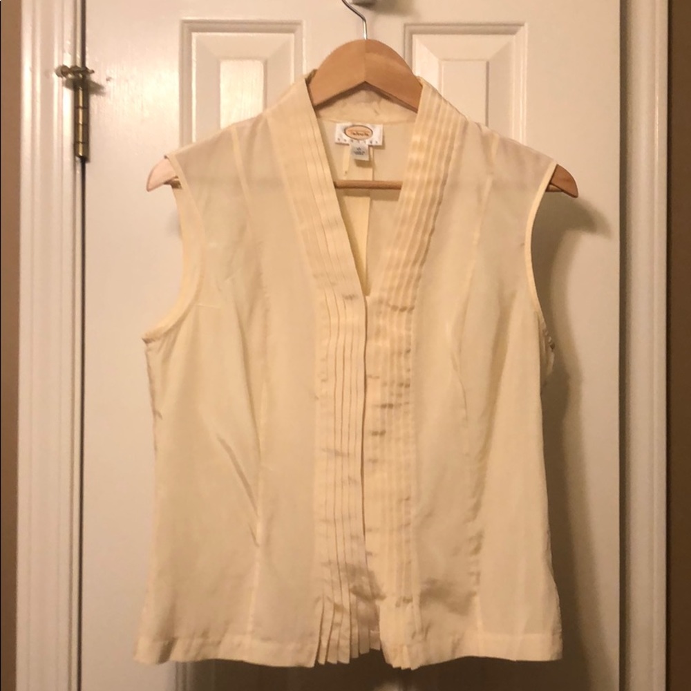 Talbots beige silk sleeveless shell, 12 Petite